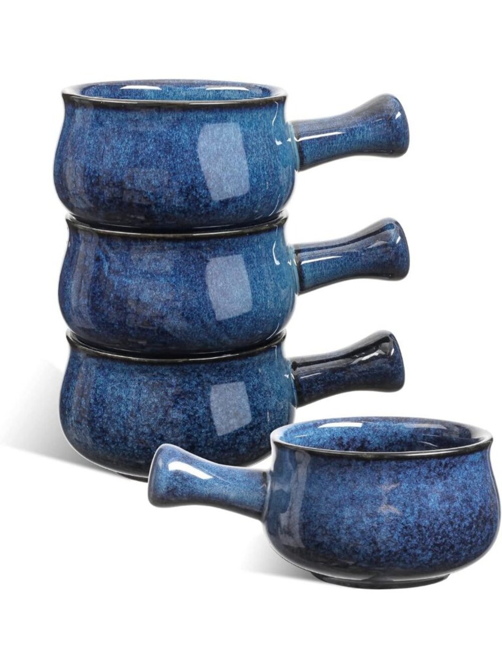 Set of 4 Chip Resistant French Onion Soup Bowls with Handles, 26 oz, Microwave